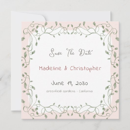 ピンクサージ・ユーカリの結婚式セイヴ・ザ・デート (正面)