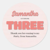 ピンクサード誕生日ガールパーティーフローラ ラウンドシール (正面)