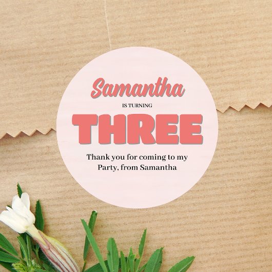 ピンクサード誕生日ガールパーティーフローラ ラウンドシール