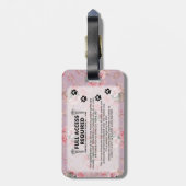 ピンクサービス犬写真付き身分証明書 ラゲッジタグ (裏面縦)