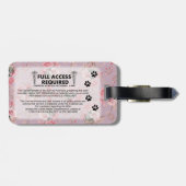 ピンクサービス犬写真付き身分証明書 ラゲッジタグ (裏面横)