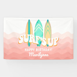 ピンクサーフィンアップサーフボード 誕生日 横断幕