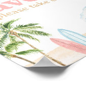 ピンクサーフビーチベビーシャワーウィズサイン ポスター (角)