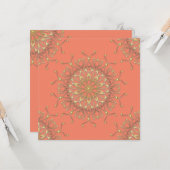 ピンクサーモンと金ゴールドフィリグレのマンダラとダイヤモンド カード (正面/裏面インサイチュ)