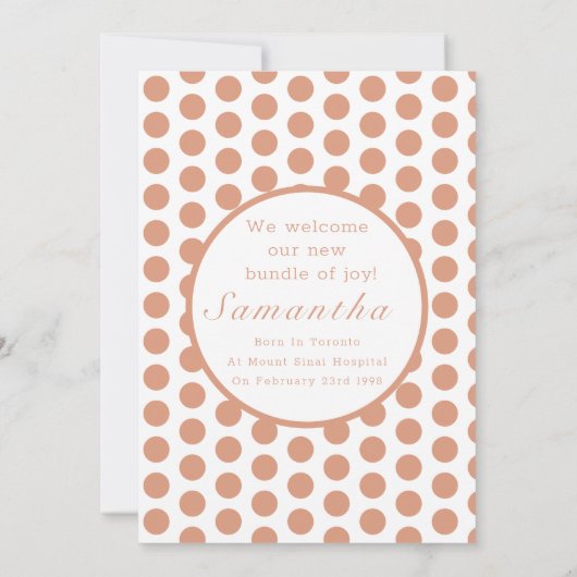 ピンクサーモンウェルカムハローベビーフォト誕生 案内状 (裏面)