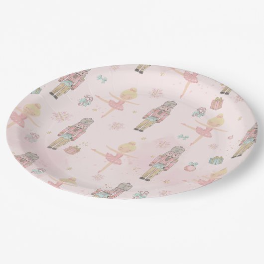 ピンクザくるみ割りクリスマスバレエ1st誕生日 ペーパープレート (アングル)