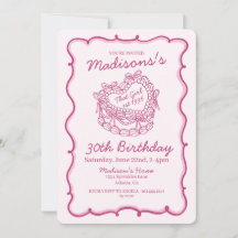 ピンクザガールレトロハートコケットケーキ誕生日