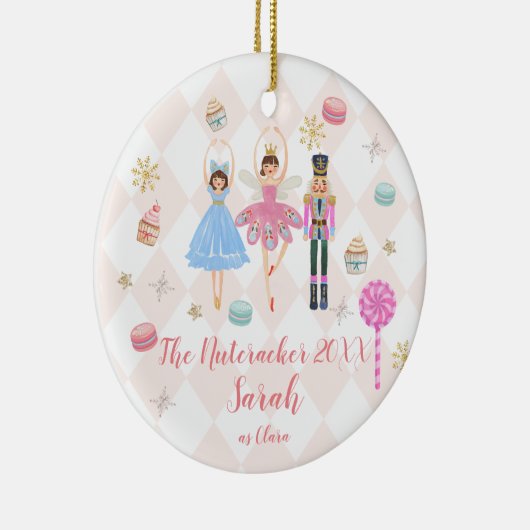 ピンクザ・ナツクラーカークララクリスマスバレエダンサー セラミックオーナメント (右)