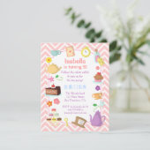 ピンクシェブロンアリスインワンダーランドティーパーティー 招待状 (スタンド正面)