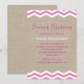ピンクシェブロンオンバーラップSweet sixteen招待状 招待状 (正面/裏面)