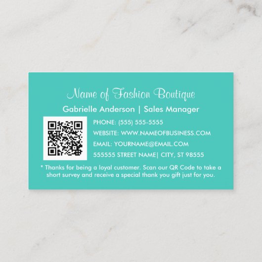 ピンクシェブロンガーリーブティックロイヤリティリワードクーポン 割引カード (裏面)