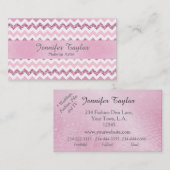ピンクシェブロンジグザグザグリッター名刺 名刺 (正面/裏面)
