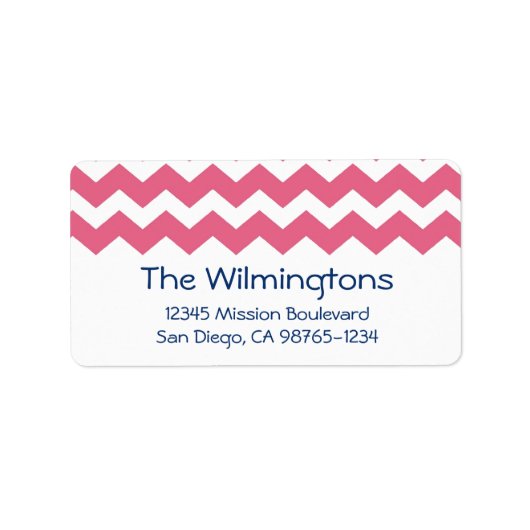 ピンクシェブロンジグザグパターン差出人住所 ラベル (正面)