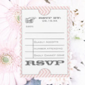 ピンクシェブロンジグザグヴィンテージモダンチケット結婚ズ 招待状