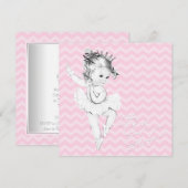 ピンクシェブロンバレリーナプリンセスベビーシャワー 招待状 (正面/裏面)