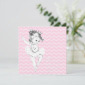 ピンクシェブロンバレリーナプリンセスベビーシャワー 招待状 (スタンド正面)
