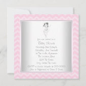 ピンクシェブロンバレリーナプリンセスベビーシャワー 招待状 (裏面)