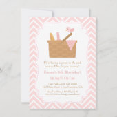 ピンクシェブロンピクニックバースデーパーティ招待状 招待状 (正面)