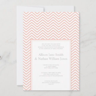 ピンクシェブロンプリント結婚式招待状 招待状