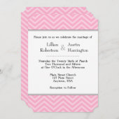 ピンクシェブロン結婚式招待状 招待状 (正面/裏面)