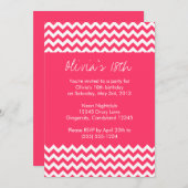 ピンクシェブロン誕生日招待状 招待状 (正面/裏面)