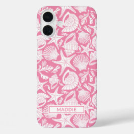 ピンクシェルのパーソナライズデザイン iPhone 16 PLUSケース