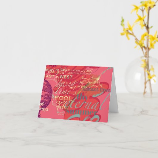 ピンクシェークスピア愛引用文誕生日カード カード (黄色い花)