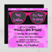 ピンクシェーズカスタムバースデーパーティ招待状 招待状 (正面/裏面)