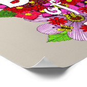 ピンクシェーズフラワードードルタイポグラフィバイブル聖句 ポスター (角)