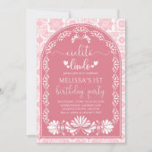 ピンクシエリトリンドメキシカン誕生日招待状 招待状 (正面)