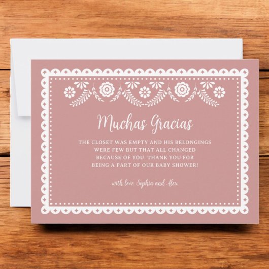 ピンクシエリートリンドベビーシャワームチャスグラシアス サンキューカード