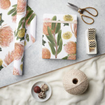 ピンクシオンプロテア植物模様