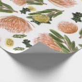 ピンクシオンプロテア植物模様 ラッピングペーパー (角)