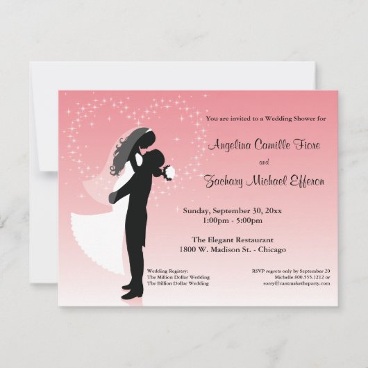 ピンクシグラデーションルエッフォーマルトシャワー招待状 招待状 (正面)