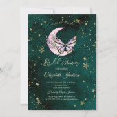 ピンクシチュアルムーンバタフライスターズブライダルシャワー 招待状 (正面)