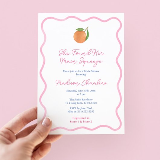 ピンクシッはっきりしたトラスメインスクイズブライダルシャワー 招待状