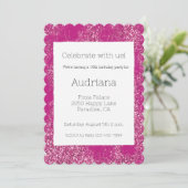 ピンクシックグリジーグリッタースパークル16誕生日 招待状 (スタンド正面)