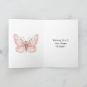 ピンクシックシルバーバタフライ誕生日 カード (内部)