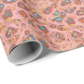 ピンクシックフェイクフォイル金ゴールド&オパール ラッピングペーパー (ロールコーナー)