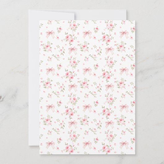 ピンクシックフローラママまたはパパ赤ちゃんシャワーゲーム 招待状 (裏面)