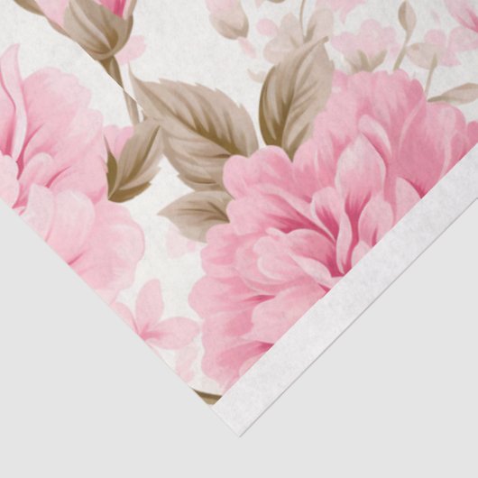 ピンクシックヴィンテージスタイル花模様 薄葉紙 (詳細)