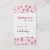 ピンクシックヴィンテージフローラプリント 名刺 (正面)