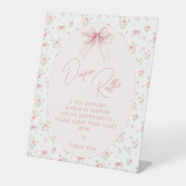 ピンクシック弓バラベビーガールシャワーオムツラッフル 台座サイン