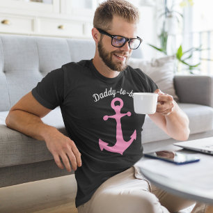 ピンクシップいかりとカスタム文字グラフィック Tシャツ