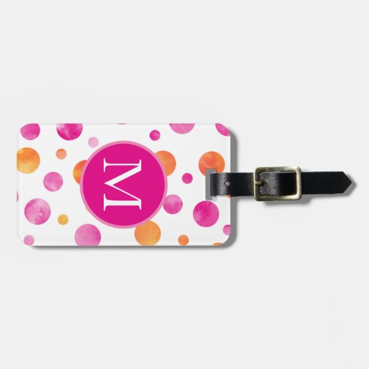 ピンクシトラスウォーター水玉模様 ラゲッジタグ (正面横)