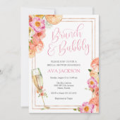 ピンクシトラスブランチ&バブリーブライダルシャワー 招待状 (正面)