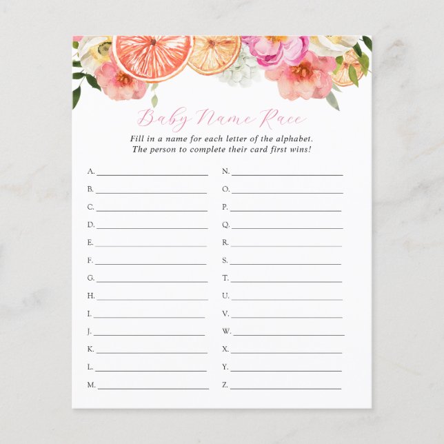 ピンクシトラスベビー名レースシャワーゲーム (正面)