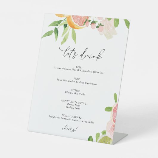 ピンクシトラスレッツドリンクバー看板 台座サイン (正面)