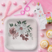 ピンクシナモンバラホワイトフローラ結婚ズ ペーパープレート (パーティー)