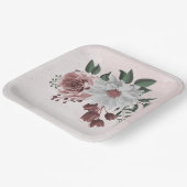 ピンクシナモンバラホワイトフローラ結婚ズ ペーパープレート (傾斜あり)